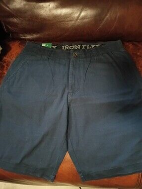 Iron Co Men's Dark Navy Flat Front Shorts